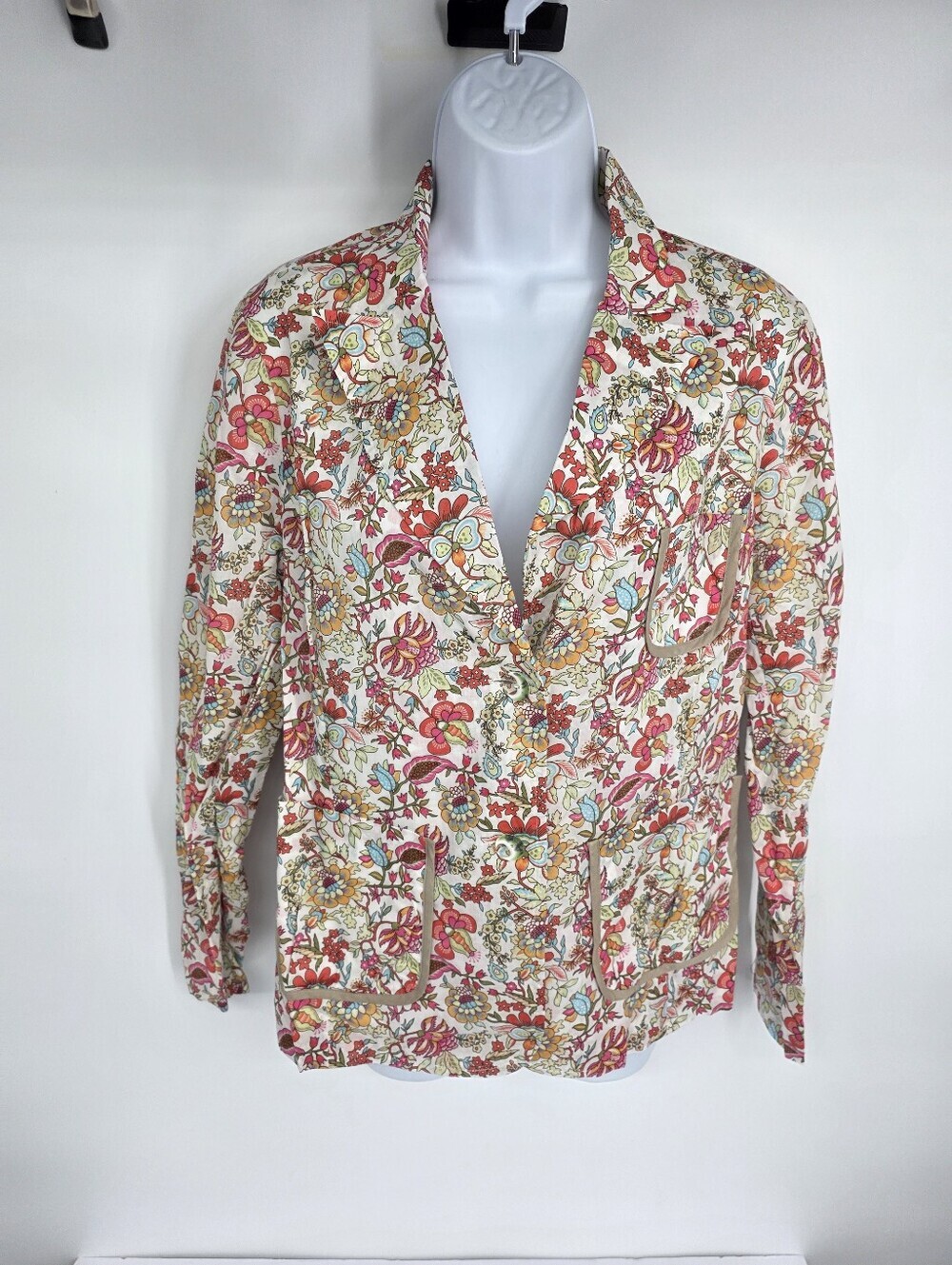 Coldwater Creek Floral Cotton Blazer Jacket Womens S Grandmacore Chintz Lined